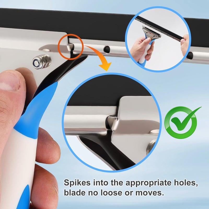 Mitclear Professional Window Cleaning Kit 14IN, with Silicone Squeegee Blade, Microfiber Scrubber & Cloth, Windows Cleaning Tools, All-in-one Window Washing Supplies, Commercial & Household Use - Image 3